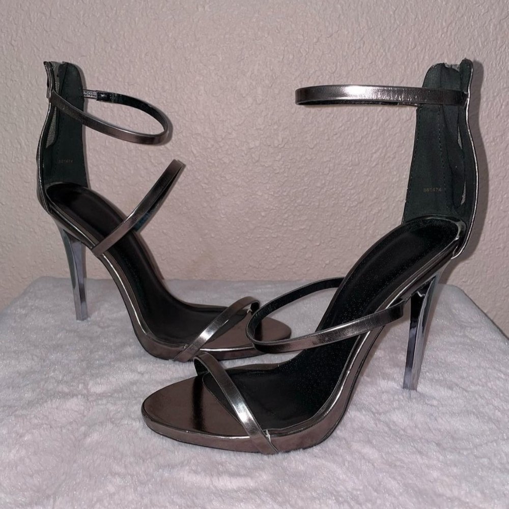 Pewter Strappy Heels, size:9
